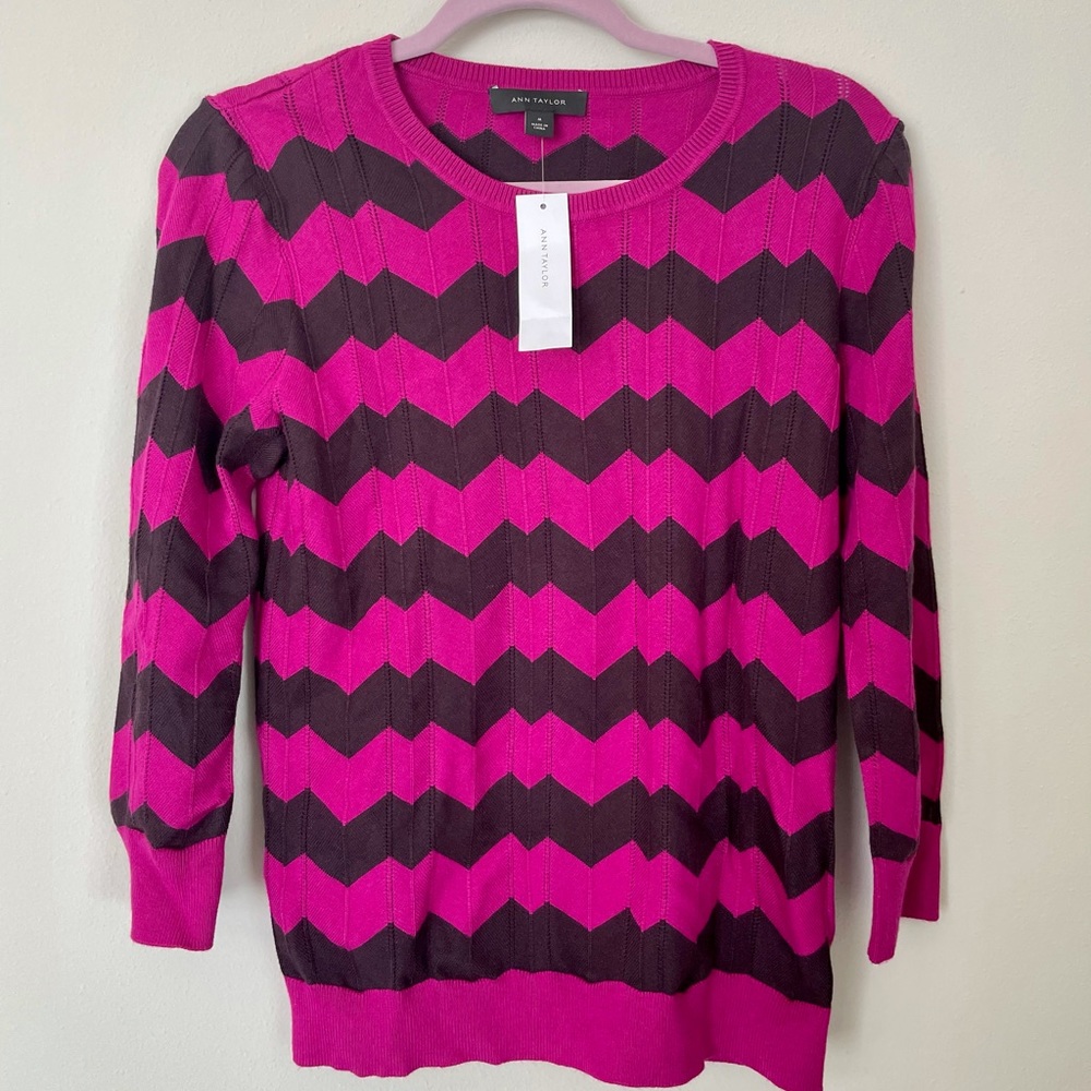 Ann Taylor pink striped sweater